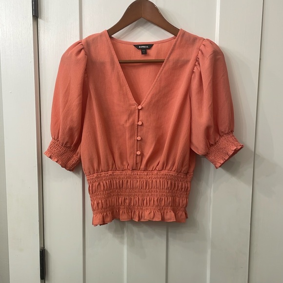 Express Coral Button-Down Top - Picture 1 of 2
